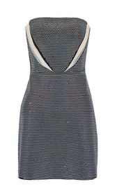 Bandeau Mesh Beaded Mini Dress