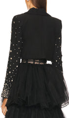 Beaded Spiral Blazer In Black