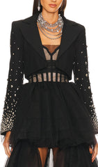 Beaded Spiral Blazer In Black