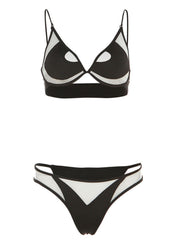 Mesh CUOut Bikini Two Piece Set In Black