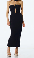 Detachable Neck Sleeveless Maxi Bandage Dress