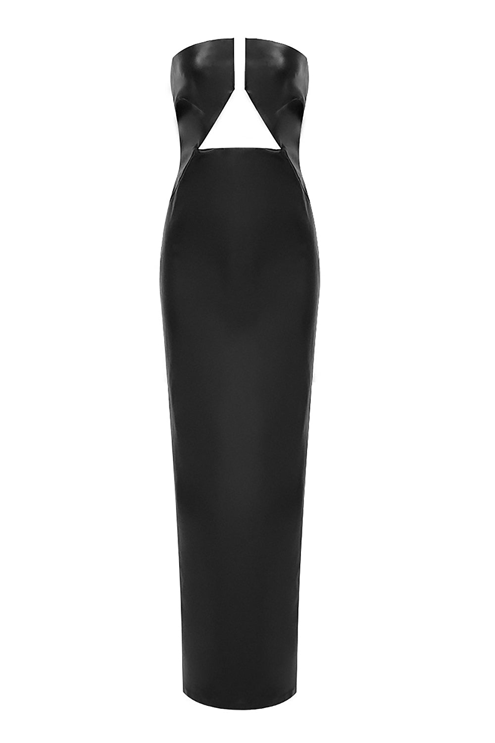 Faux LeaTher Strapless Maxi Dress In Black
