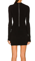 Black O Neck Long Sleeve Bandage Mini Dress