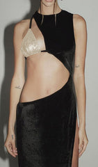 Black Cutout High Split Maxi Bandage Dress