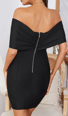 Off Shoulder SLASH Neck Bandage Mini Dress