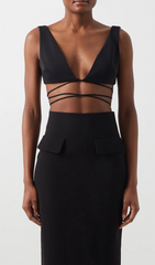 Sleeveless Deep V-Neck Bandage Maxi Dress