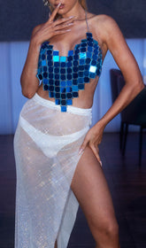 HalterNeck Chainmail Top In Blue