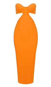 Bustler Neckline Cut Out Bandage Dress In Orange