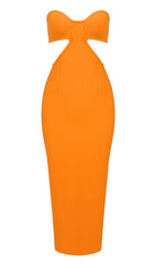 Bustler Neckline Cut Out Bandage Dress In Orange