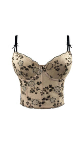 Corset Floral CropPed Top In Gray