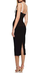 Crystal EmbelliShed Trim Midi Dress In Black