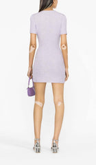 Crystal-EmbelliShed Button Mini Dress In Lilac