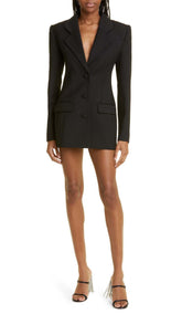 Crystal Trim Back Cutout Jacket Dress In Black
