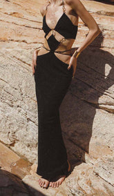 Cutout Chain Maxi Dress In Black