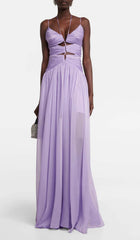 Cutout Tulle Maxi Dress In Light Purple