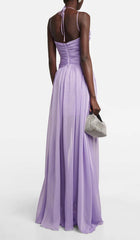 Cutout Tulle Maxi Dress In Light Purple