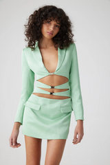 Cut Out Jacket Dress In Mint Green