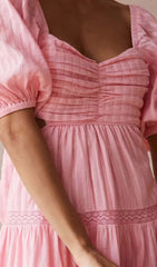 Puff Sleeve Lace Mini Dress In Pink