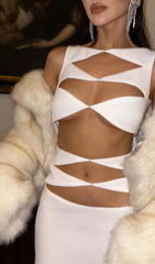Cutout Two Pieces Suit In White