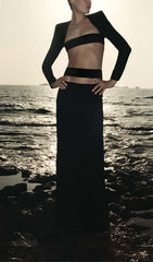 Cut Out Waist Maxi Dress In Black