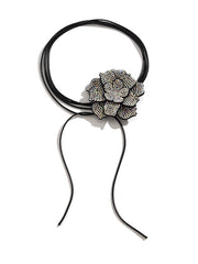 Black Crystal Flower Choker