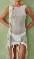 Mesh Mini Dress In White