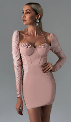 DARK Rose Pink Ruched Corset Mini Dress