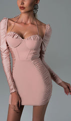 DARK Rose Pink Ruched Corset Mini Dress