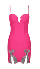 Diamond Bandage Spaghetti Strap Mini Dress In Pink