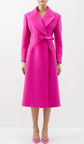 Double WOOL BLEND Long COAT In Pink