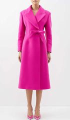 Double WOOL BLEND Long COAT In Pink