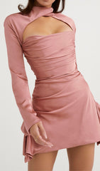 Draped Mini Dress In Rose Pink
