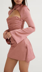 Draped Mini Dress In Rose Pink