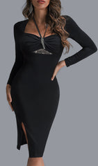 Dina Halter Split Midi Dress