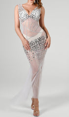 DITAYA Mesh DiamonaTe Maxi Dress