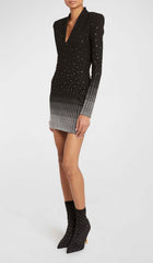 EmbelliShed Knit Mini Dress In Black