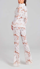 Embroidered Lace Mesh Jacket Suit In White