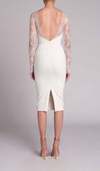 Embroidered Lace Midi Dress In White