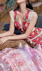 Embroidery Flower Midi Dress In Red