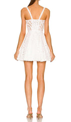 Eyelet Lace Strappy Mini Dress In White