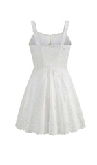 Eyelet Lace Strappy Mini Dress In White