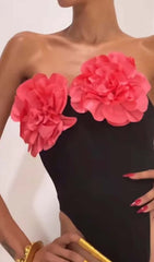 Floral Appliqued Swimsuit In Black
