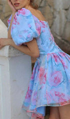 Floral Corset Mini Dress In Blue