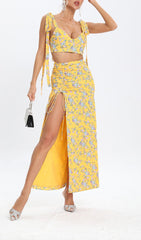 Floral Design Two Piece Set In YelLow