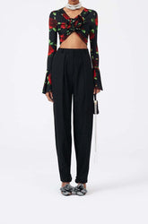 Floral-Print Crop Top In Black