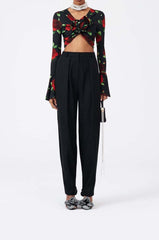 Floral-Print Crop Top In Black