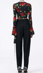 Floral-Print Crop Top In Black