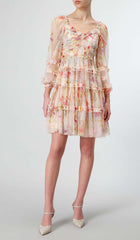 Floral-Print Ruffled Midi Dress