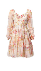 Floral-Print Ruffled Midi Dress