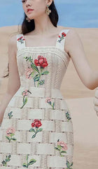 Floral Print Strap Mini Dress In White